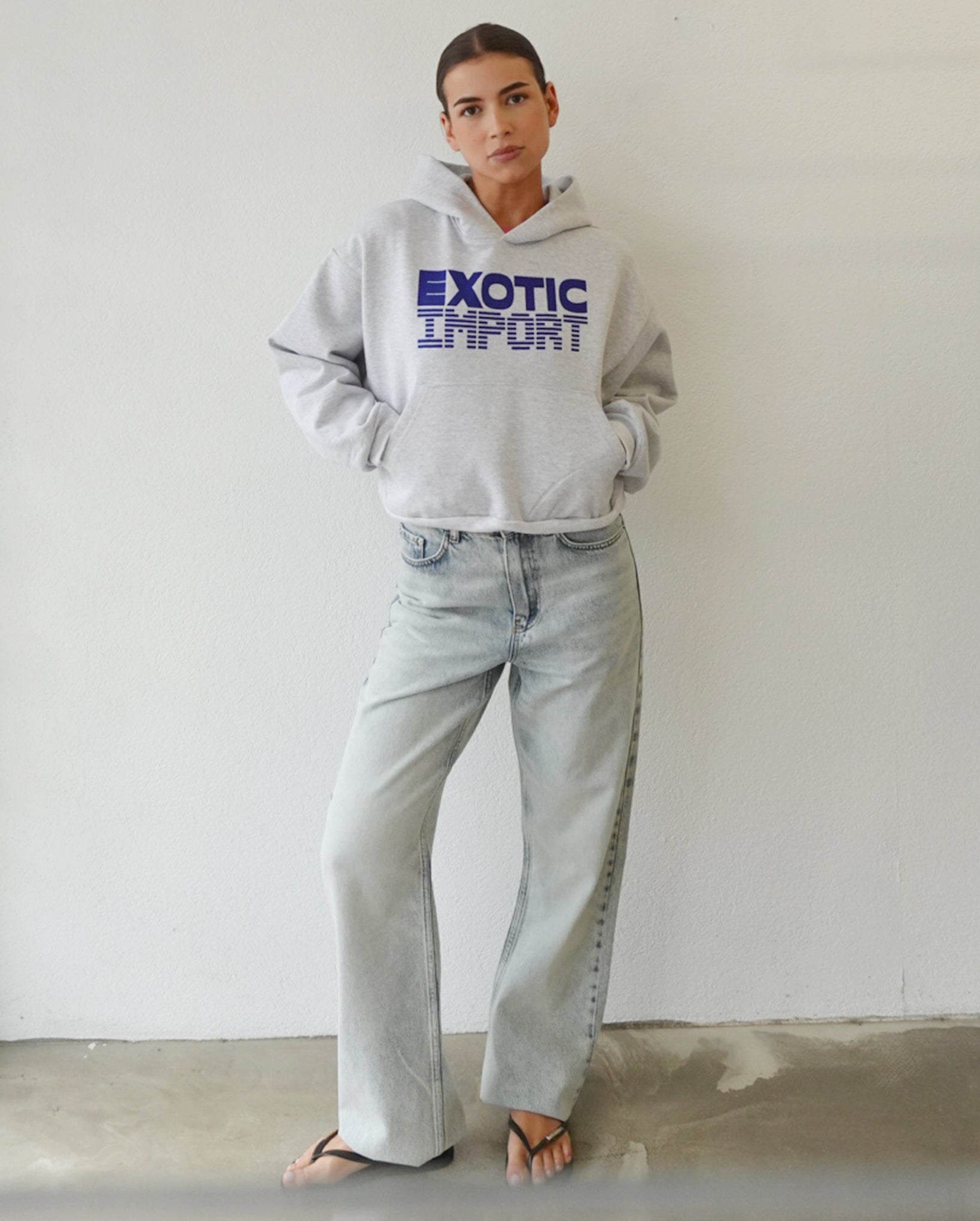 Sign Logo Cropped Hooded Sweatshirt (Ash)