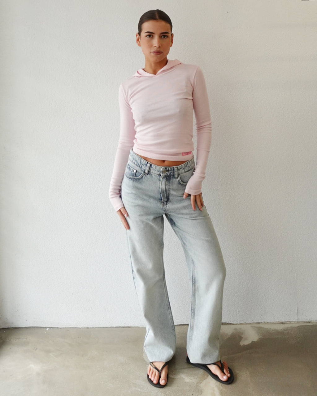 Long Sleeve Baby Hoodie (Baby Pink)