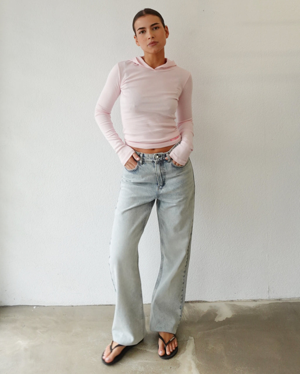 Long Sleeve Baby Hoodie (Baby Pink)