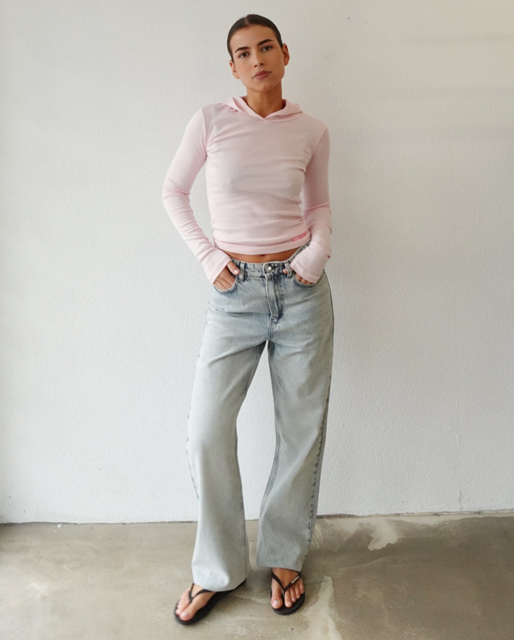 Long Sleeve Baby Hoodie (Baby Pink)