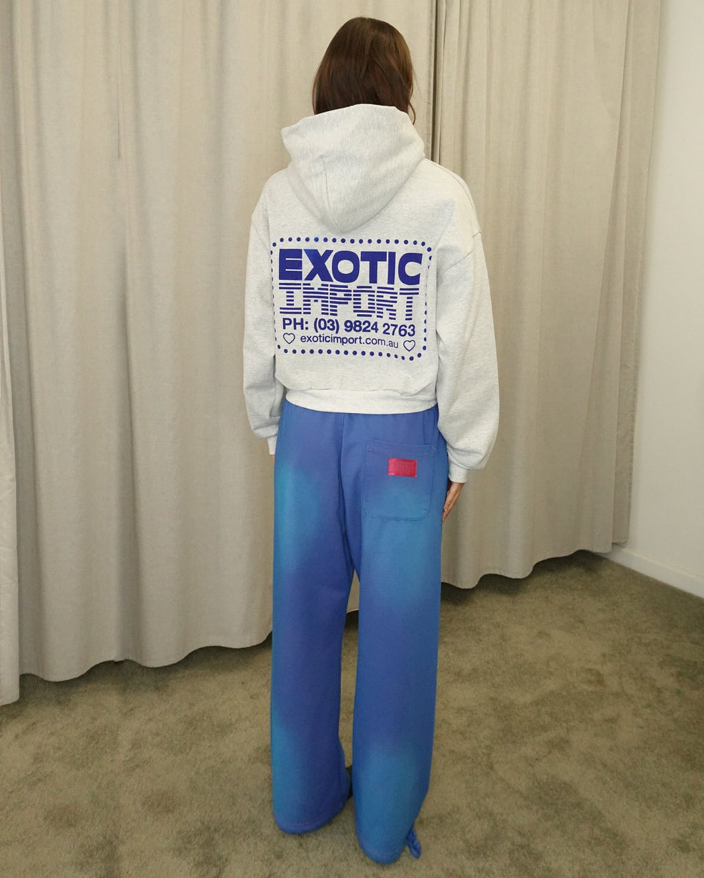 Sign Logo Cropped Hooded Sweatshirt (Ash)