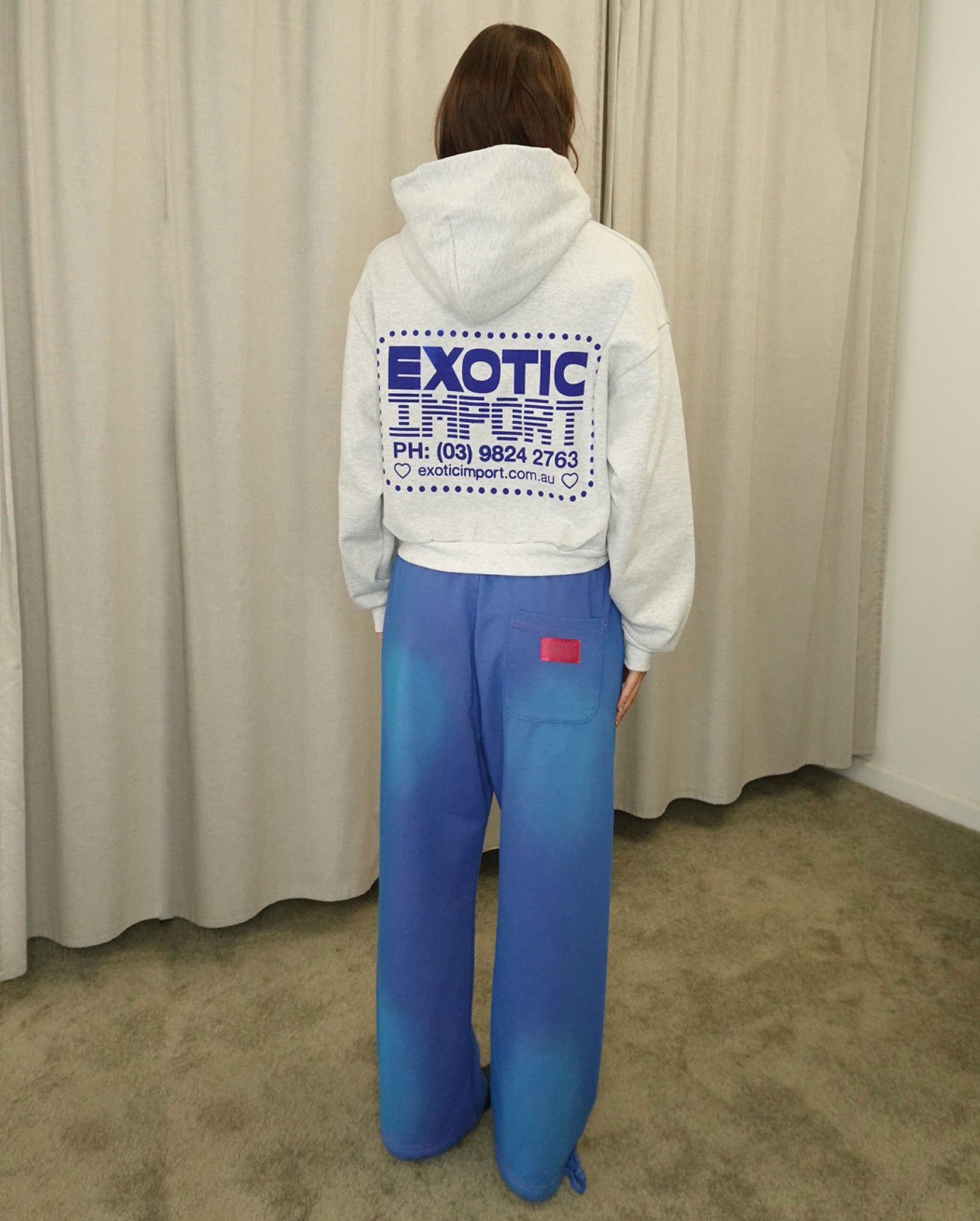 Sign Logo Cropped Hooded Sweatshirt (Ash)