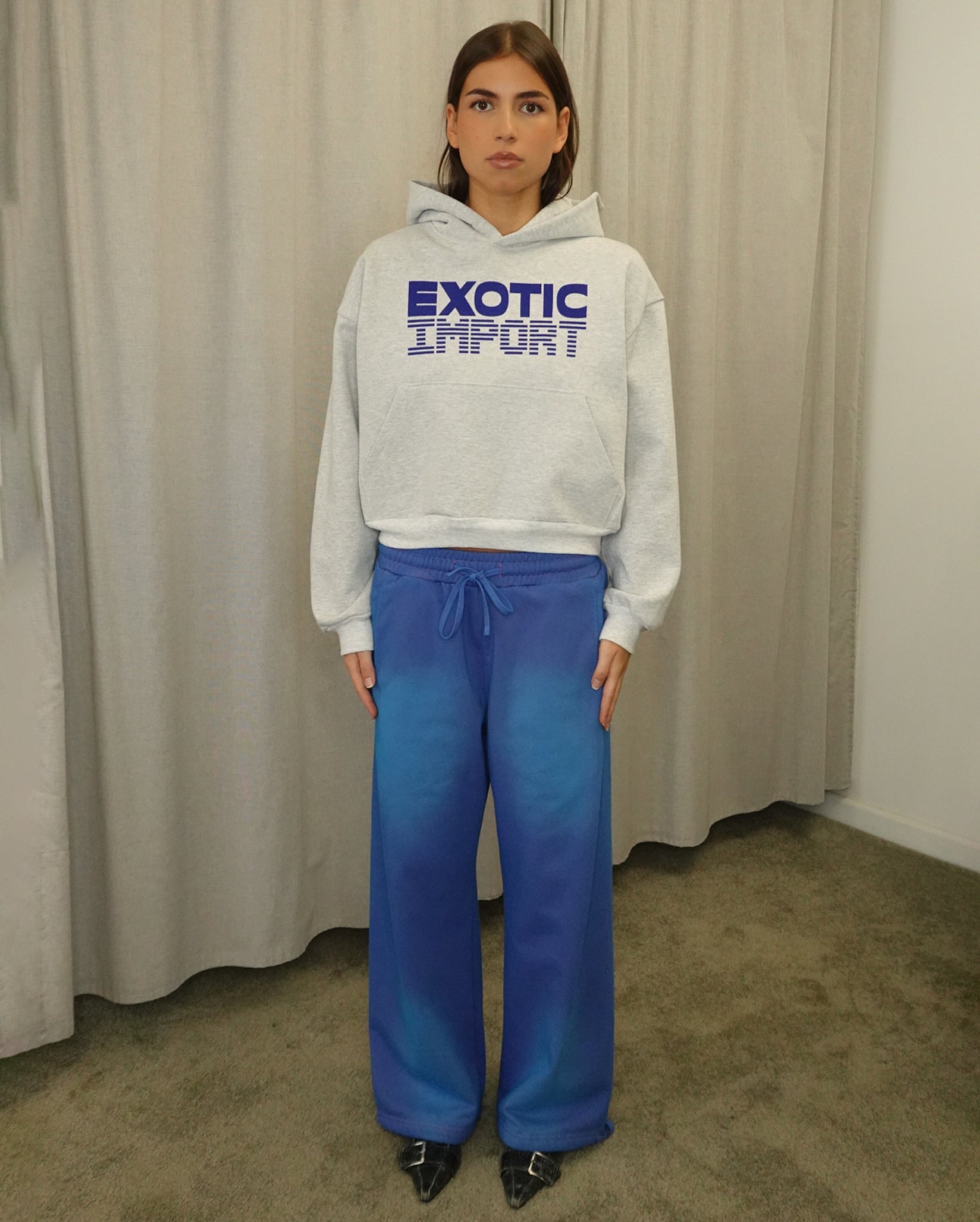 Sign Logo Cropped Hooded Sweatshirt (Ash)