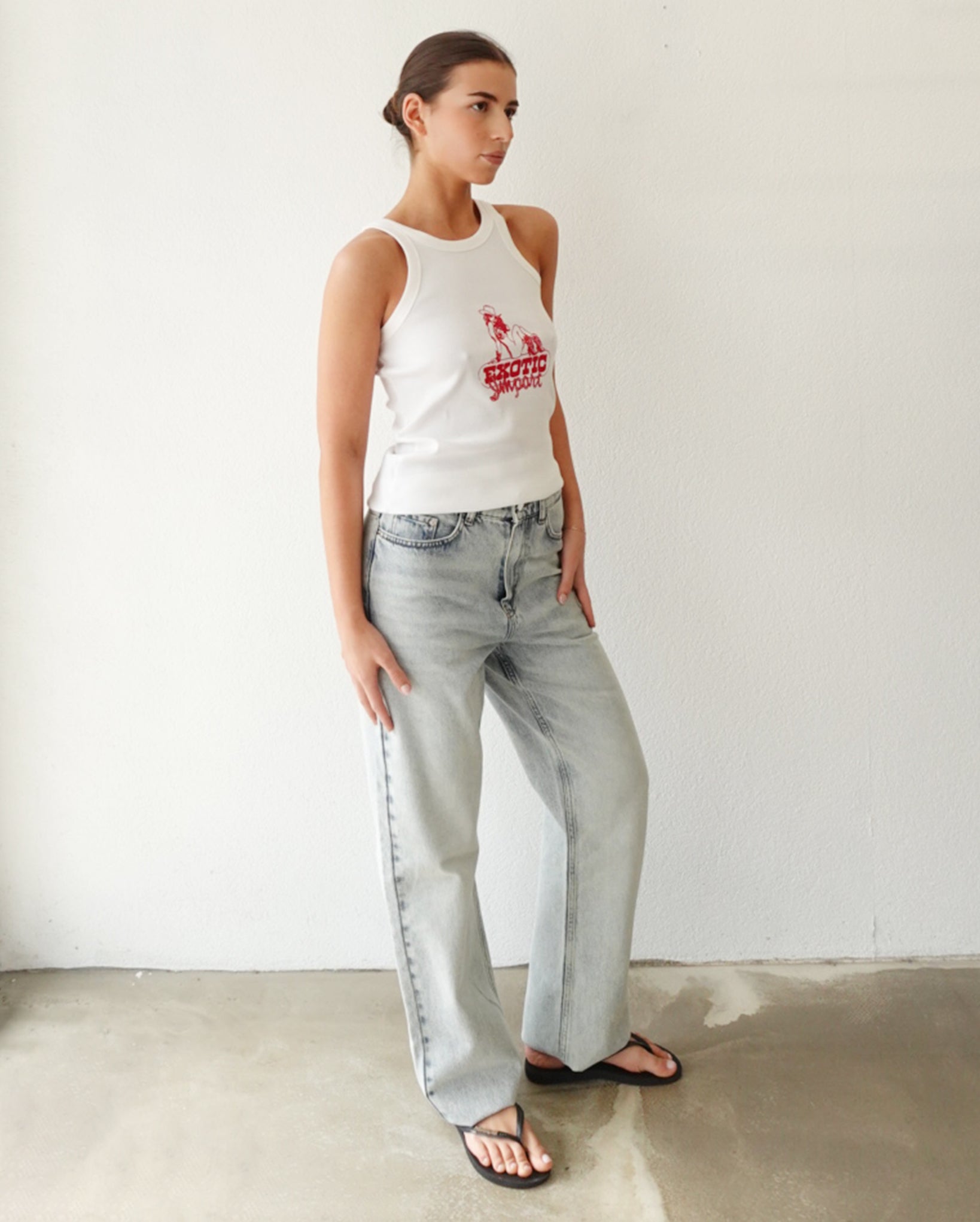 Cowgirl Ribbed Tank Top (White)