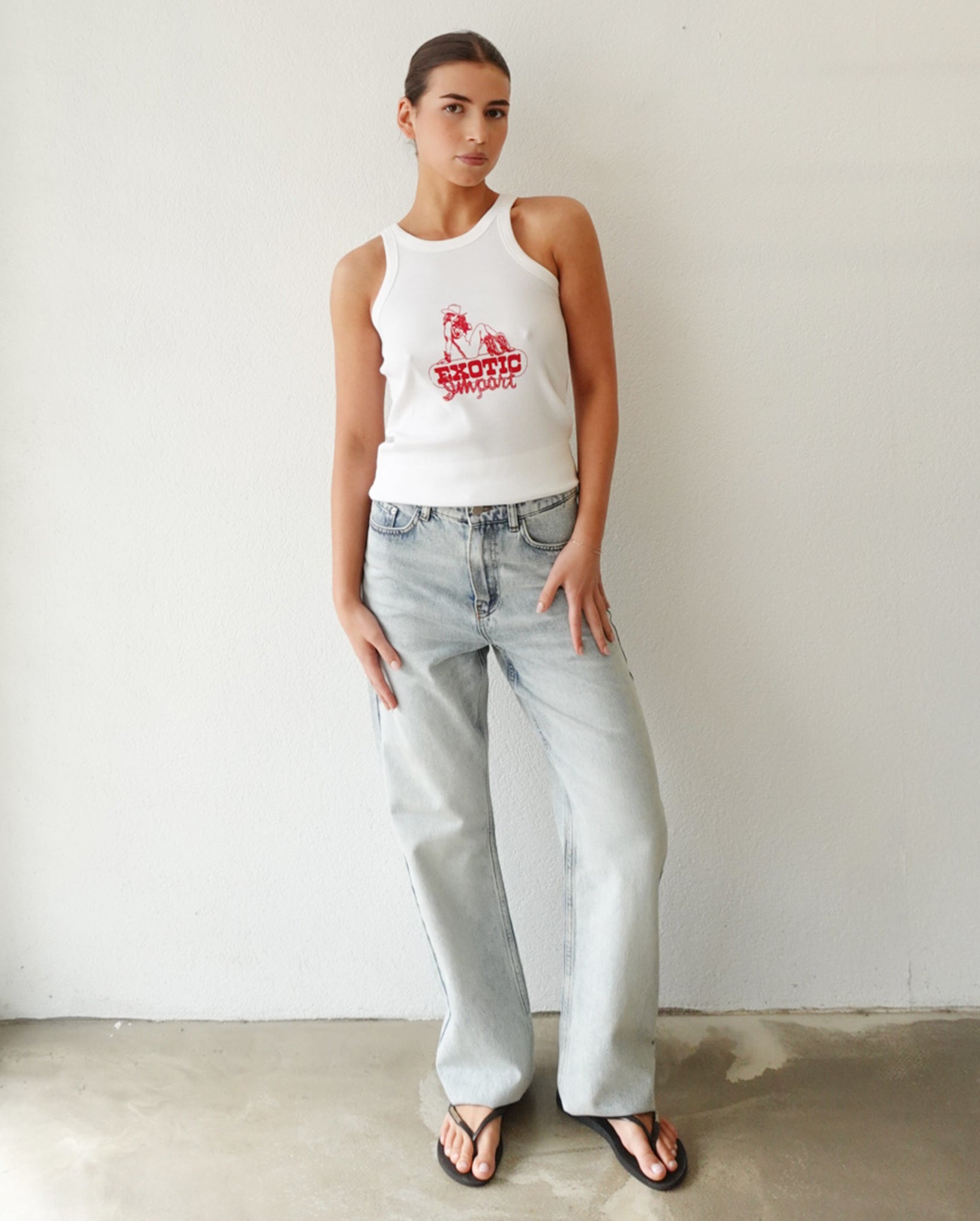 Cowgirl Ribbed Tank Top (White)